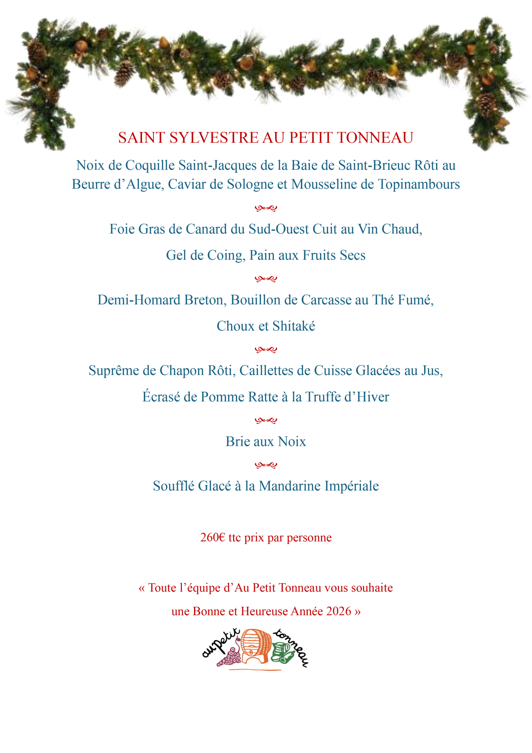 Menu de Saint Sylvestre